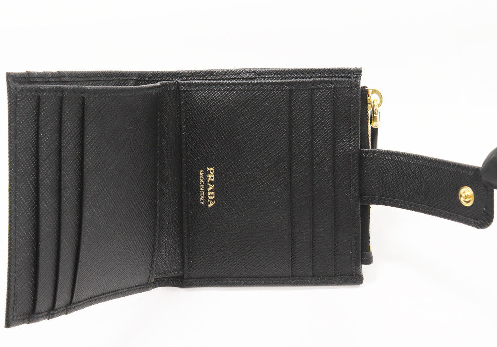 Prada Bifold Wallet Saffiano Leather Black 1ML047 in Pristine Condition