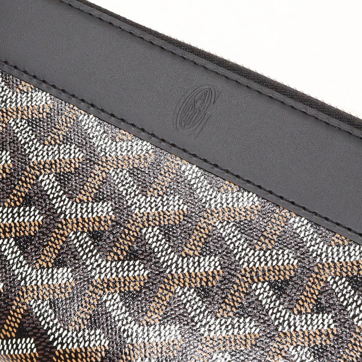 Goyard Round Zip Long Wallet Calf PVC Canvas Black in Pristine Condition