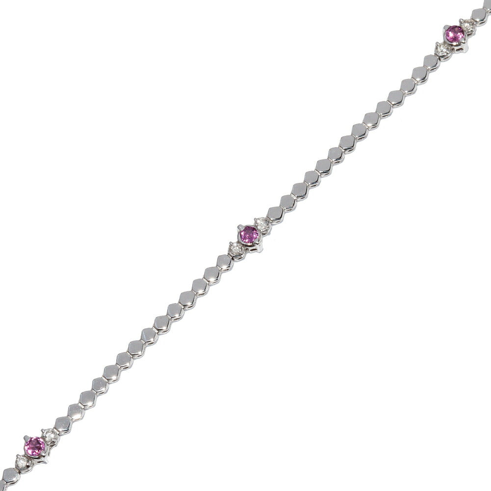 K18WG Pink Tourmaline Diamond Bracelet