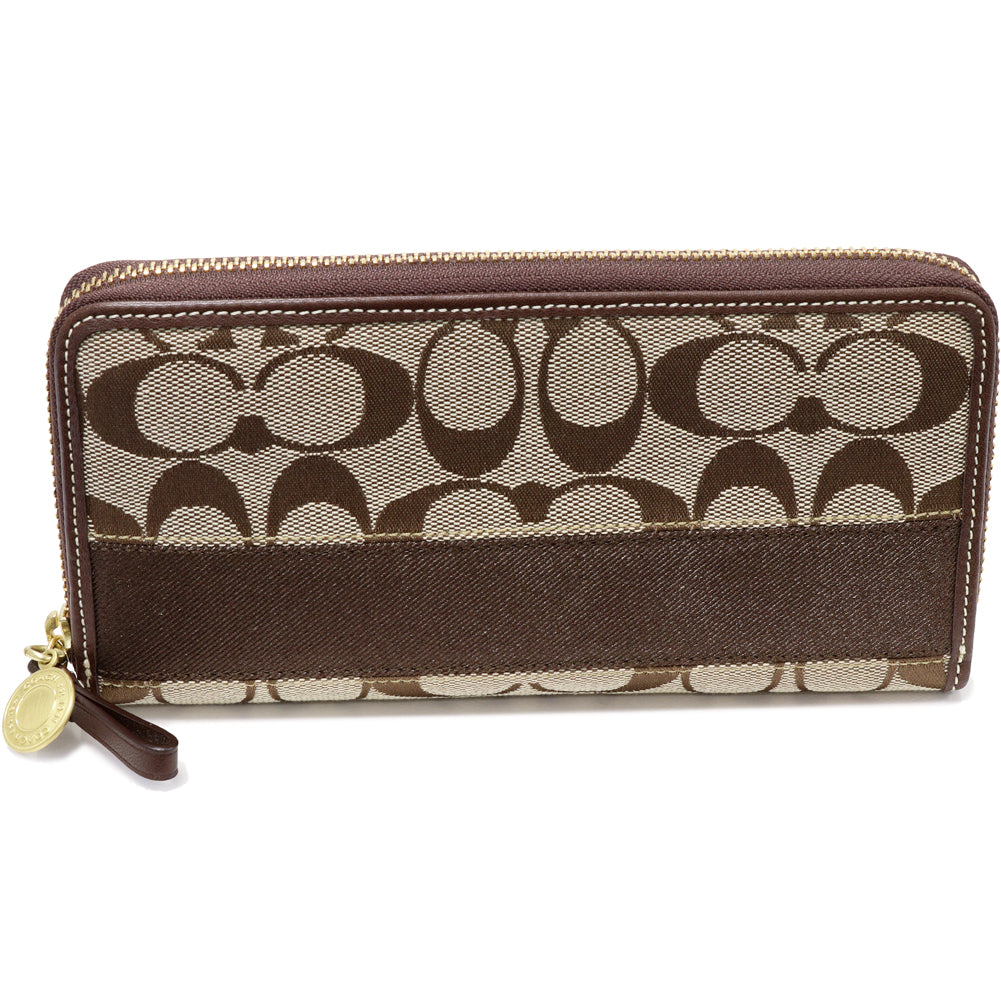 Coach Canvas Accordion Zip Around Wallet F40753