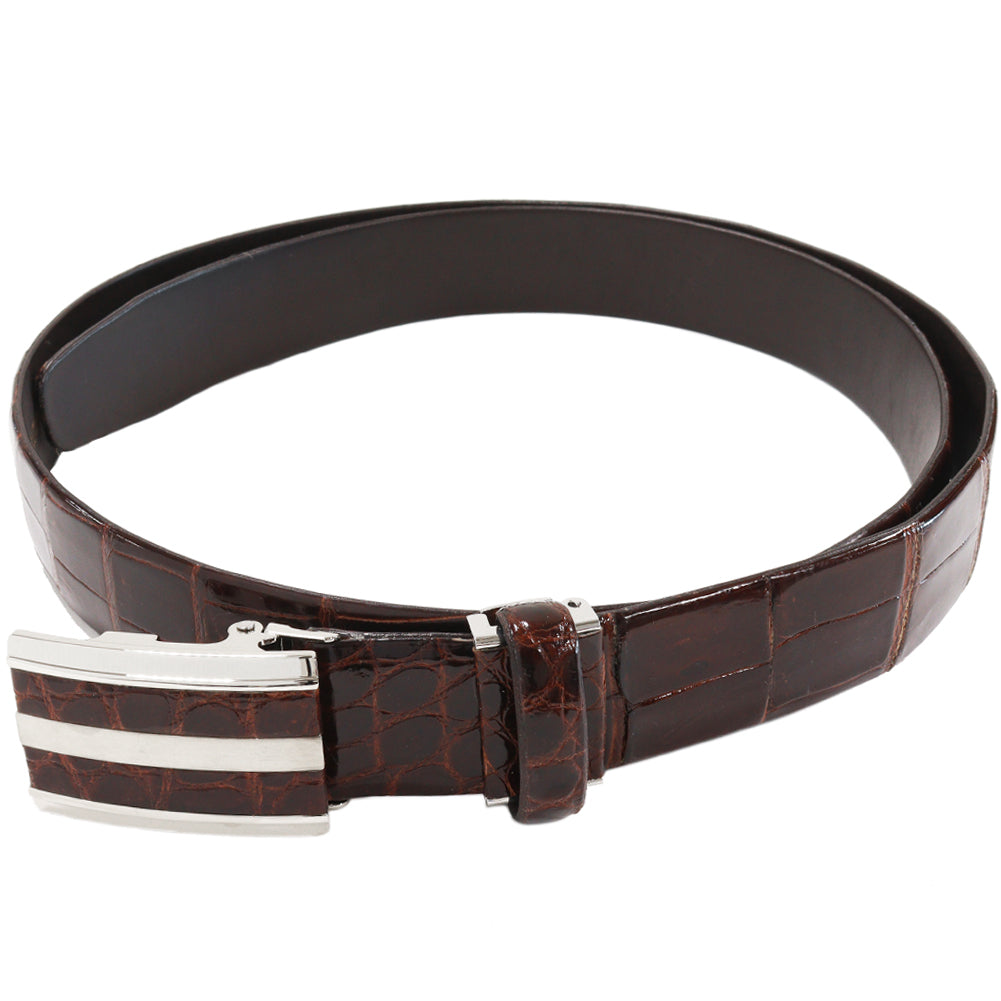 Men's Crocodile Leather Belt Brown in Pristine Condition