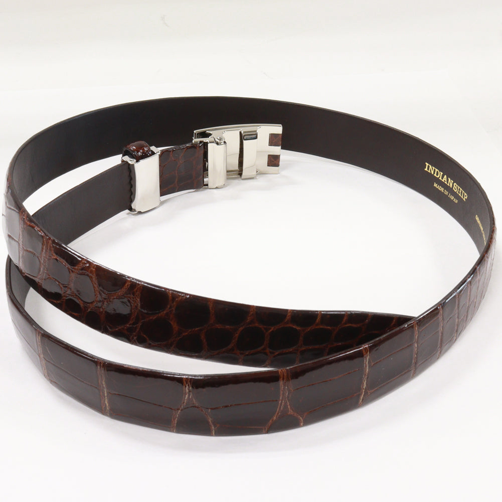 Men's Crocodile Leather Belt Brown in Pristine Condition