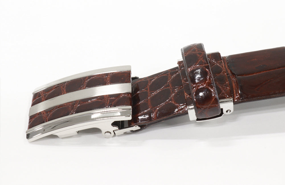 Men's Crocodile Leather Belt Brown in Pristine Condition