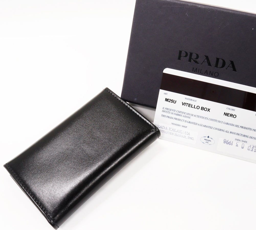 Prada 6 Key Case Vitelobox Calf Nero Black M25U in Pristine Condition