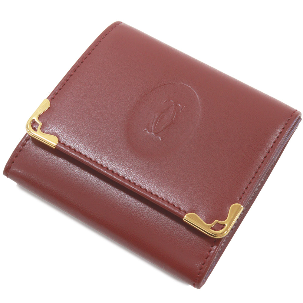 Cartier Coin Case Must Line Calf Bordeaux L3000464 in Pristine Condition