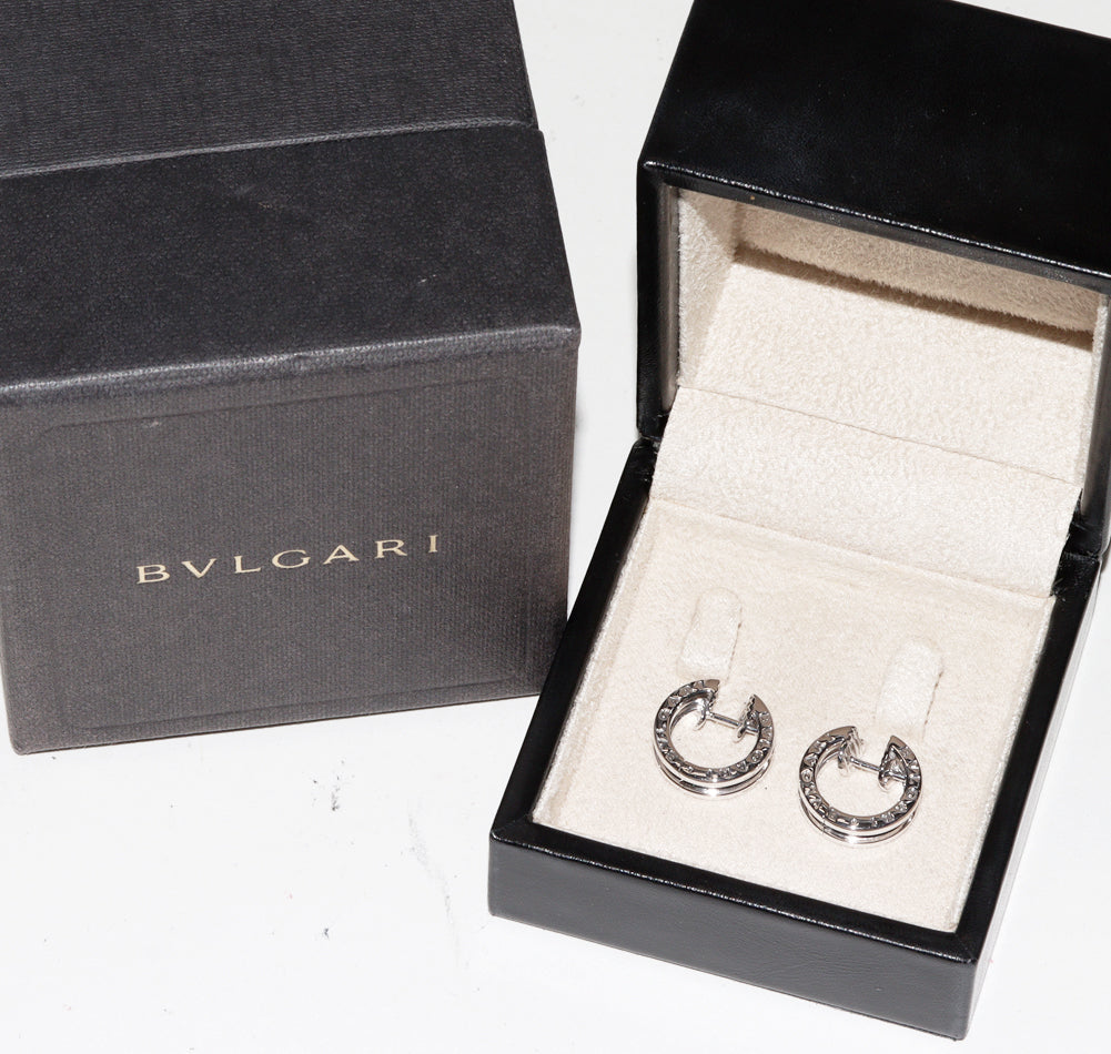 Bvlgari K18WG B.zero1 Hoop Earrings OR855539 in Great Condition