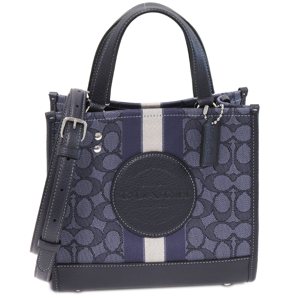 Coach Dempsey Tote 22 Signature Jacquard Stripe Canvas Handbag C8417 SVVGD in Pristine Condition