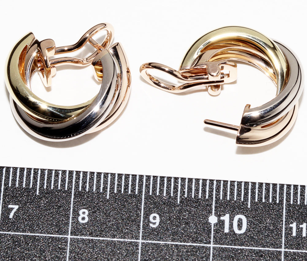 Cartier Trinity Hoop Earrings K18YG K18WG K18PG in Great Condition