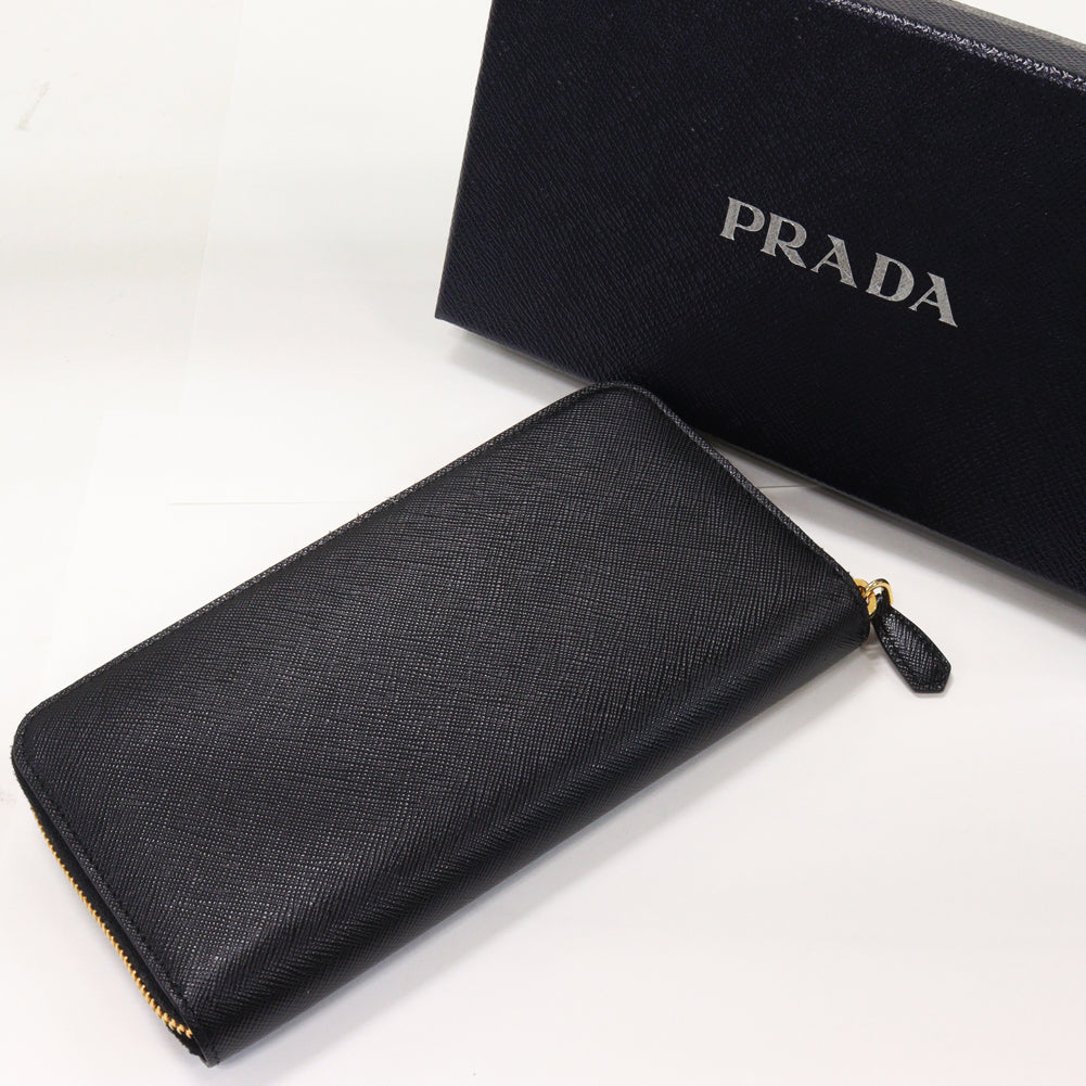 Prada Saffiano Shine Calf Leather Long Wallet 1ML506 in Pristine Condition