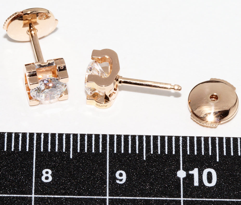 Cartier K18PG Diamond C de Cartier Stud Earrings N85025 in Great Condition