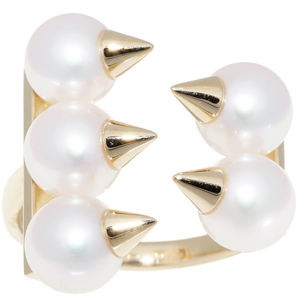 Tasaki K18YG Akoya Pearl Ring Size 12 in Great Condition