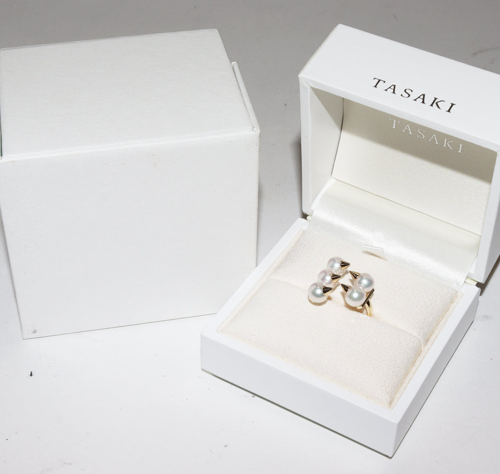 Tasaki K18YG Akoya Pearl Ring Size 12 in Great Condition