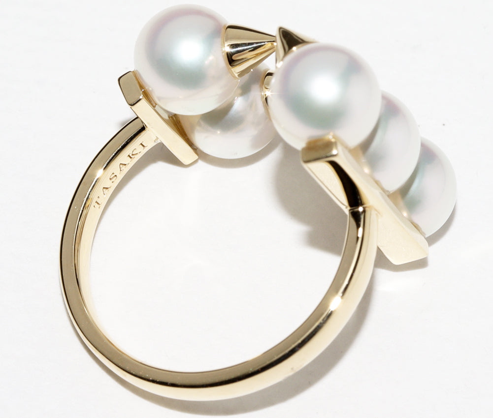 Tasaki K18YG Akoya Pearl Ring Size 12 in Great Condition