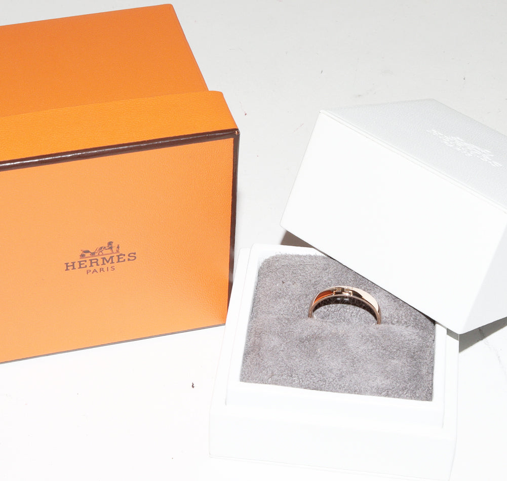 Hermes K18PG Ever Hercules Ring H119851B 00046 in Great Condition