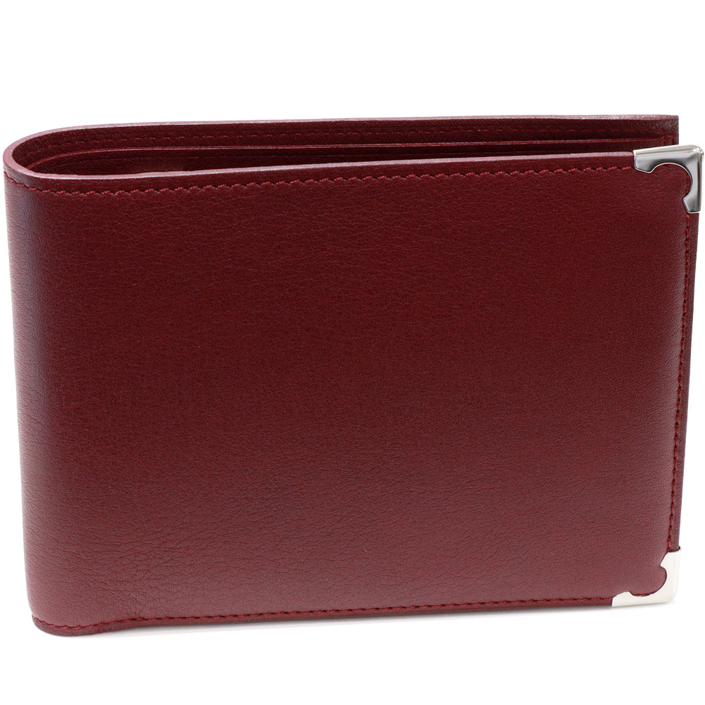 Cartier Must Line Calfskin Bifold Wallet Bordeaux L3000594 in Pristine Condition