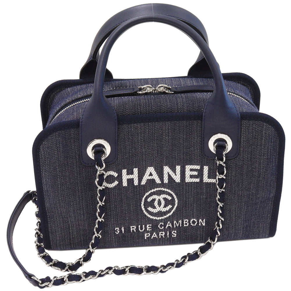 Chanel Denim Canvas Chain Shoulder Bag A92749 in Pristine Condition