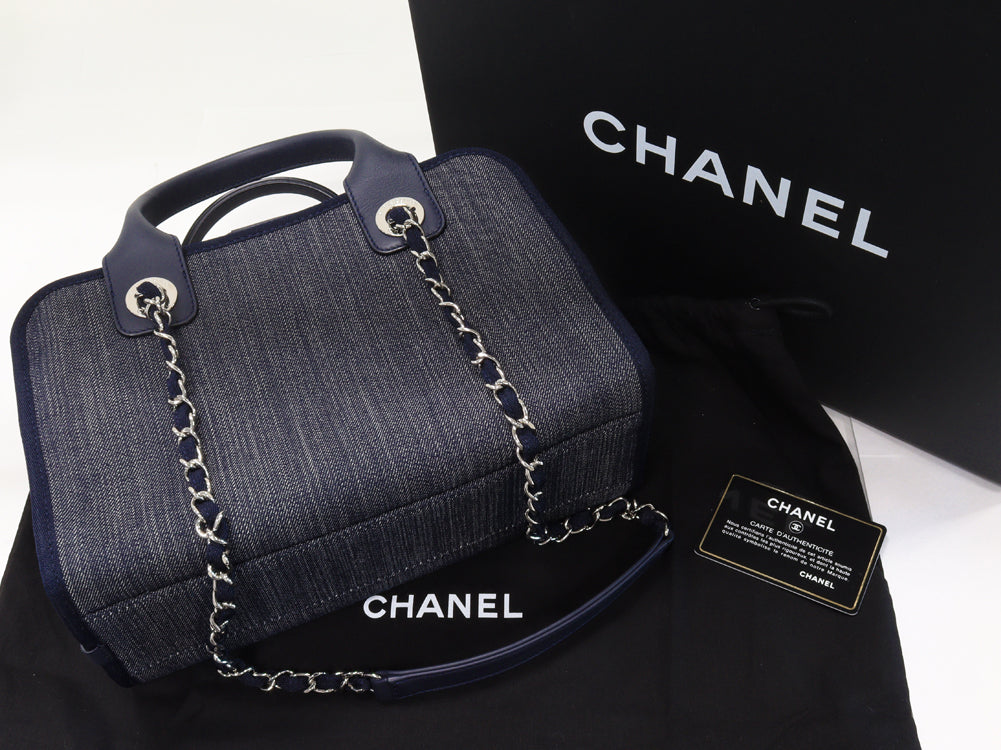 Chanel Denim Canvas Chain Shoulder Bag A92749 in Pristine Condition