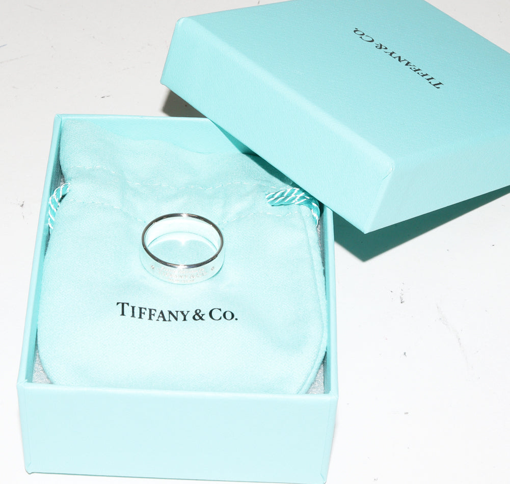 Tiffany & Co Silver 925 Diamond Return to Tiffany Narrow Ring Size 16.5 in Great Condition