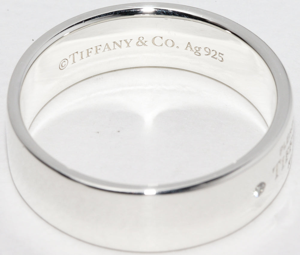 Tiffany & Co Silver 925 Diamond Return to Tiffany Narrow Ring Size 16.5 in Great Condition