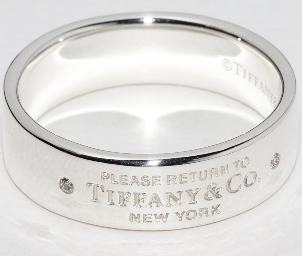 Tiffany & Co Silver 925 Diamond Return to Tiffany Narrow Ring Size 16.5 in Great Condition