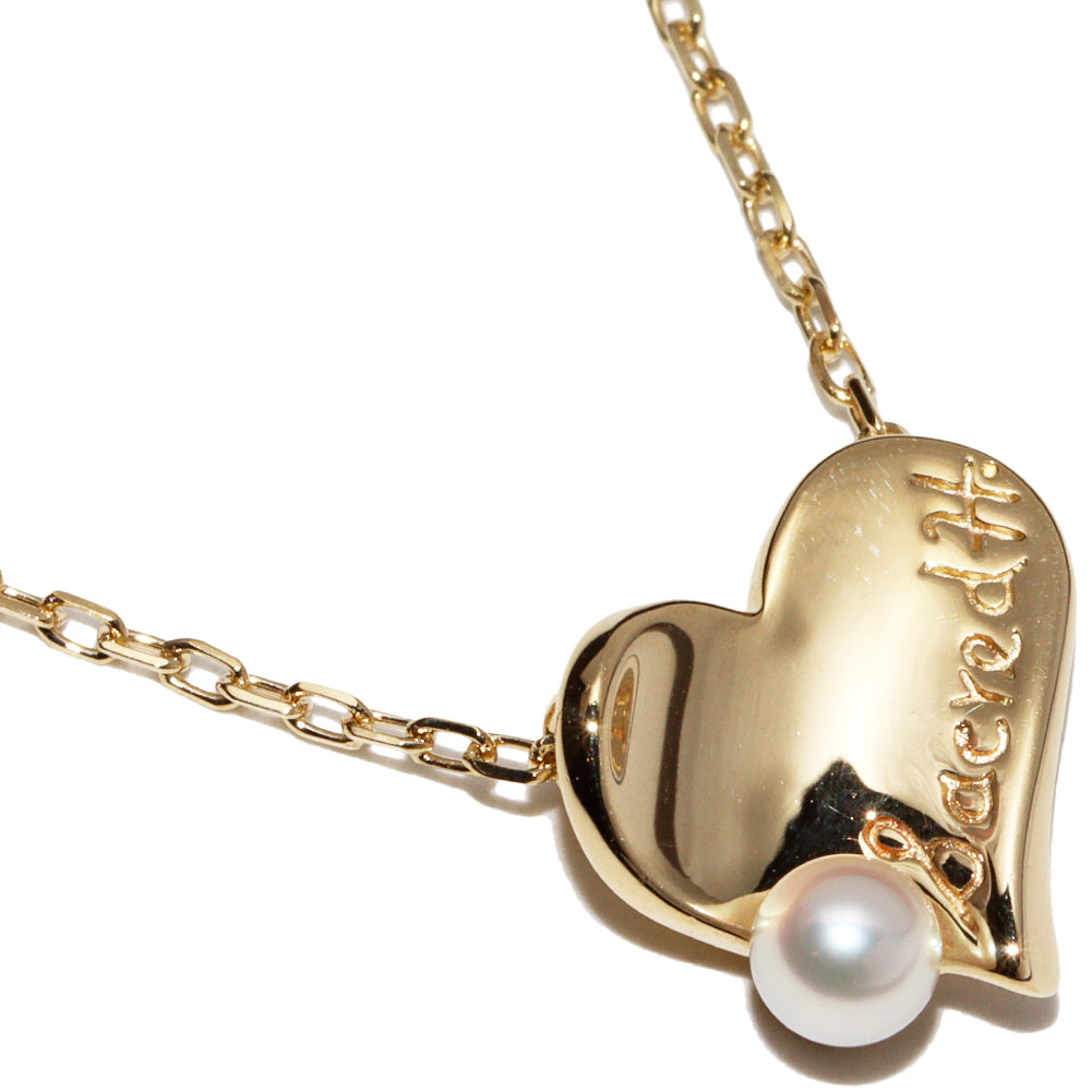 Mikimoto K18YG Baby Pearl Heart Pendant Necklace in Great Condition