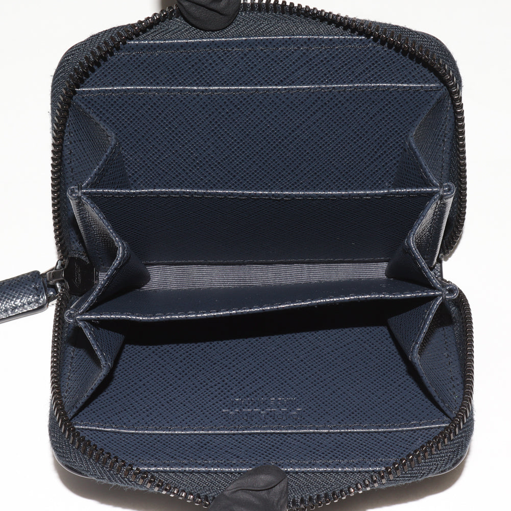 Prada Coin Case Card Holder Saffiano Calf Navy Blue 2MM358 in Great Condition