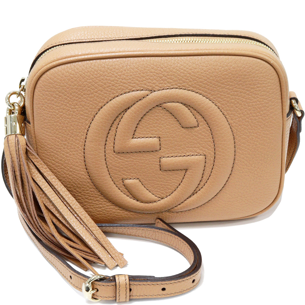 Gucci Soho Small Disco Calf Leather Shoulder Bag Beige 308364 in Pristine Condition