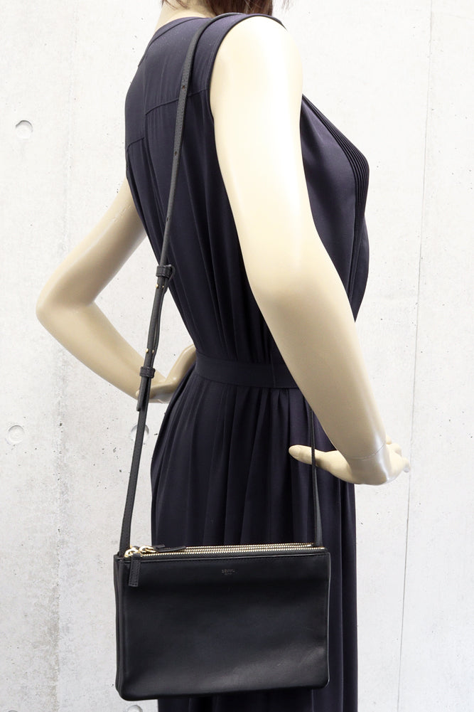 Celine Trio Lambskin Shoulder Bag Black in Great Condition