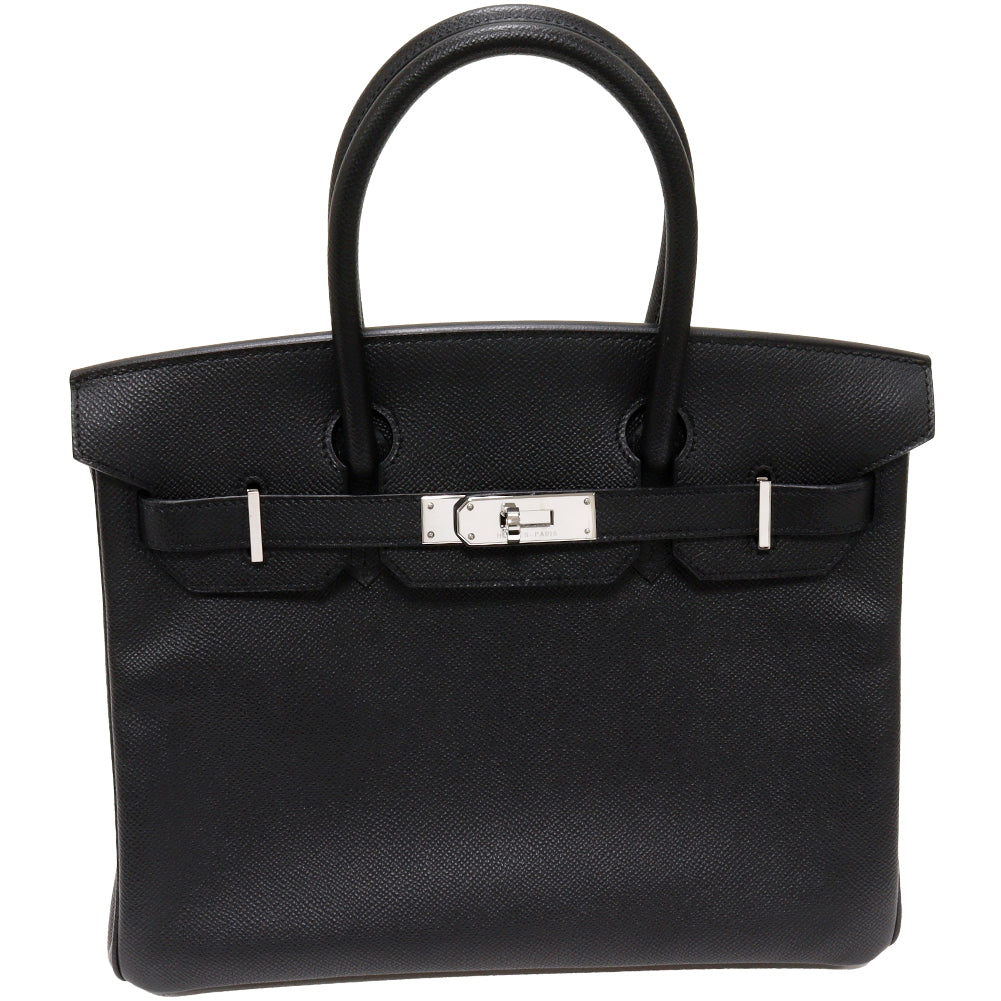 Hermes Birkin 30 Epsom Handbag Black Silver Hardware