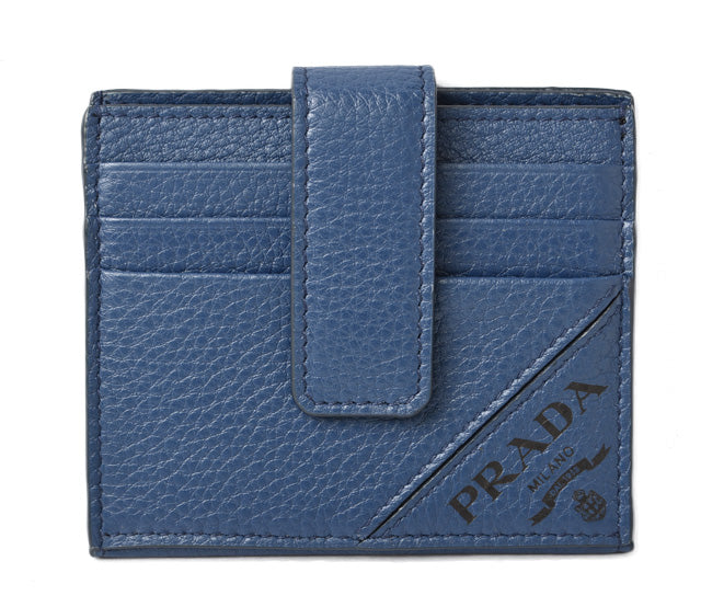 Prada VIT.MICRO GRAIN Card Case Blue