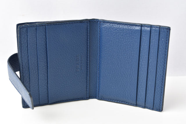 Prada VIT.MICRO GRAIN Card Case Blue in Pristine Condition