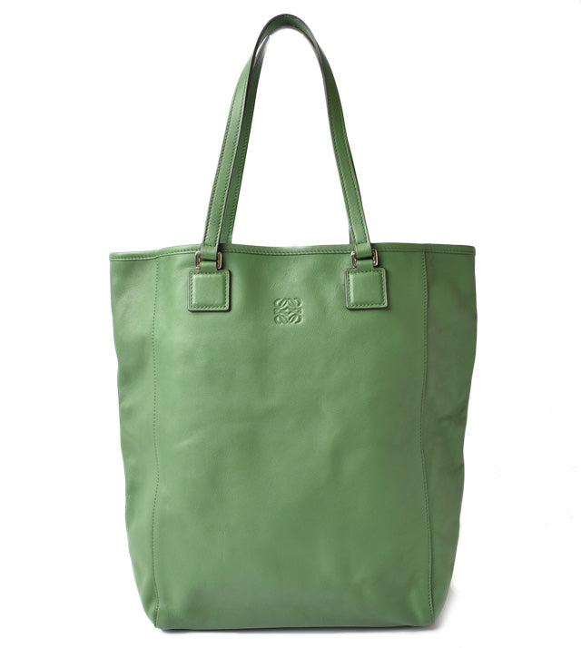 Loewe Leather Shoulder Bag Shopper Tote Dark Green