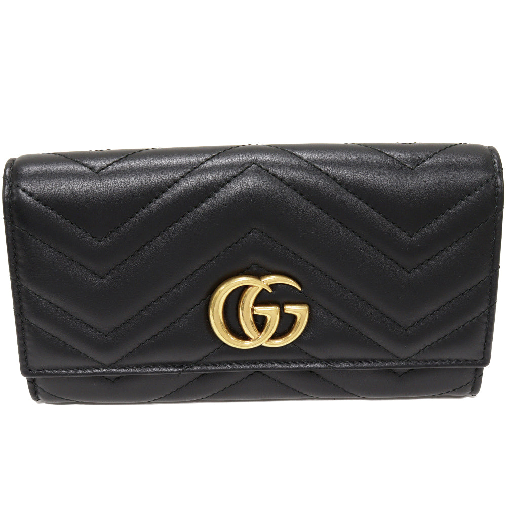 Gucci GG Marmont Continental Wallet Black Calfskin in Pristine Condition