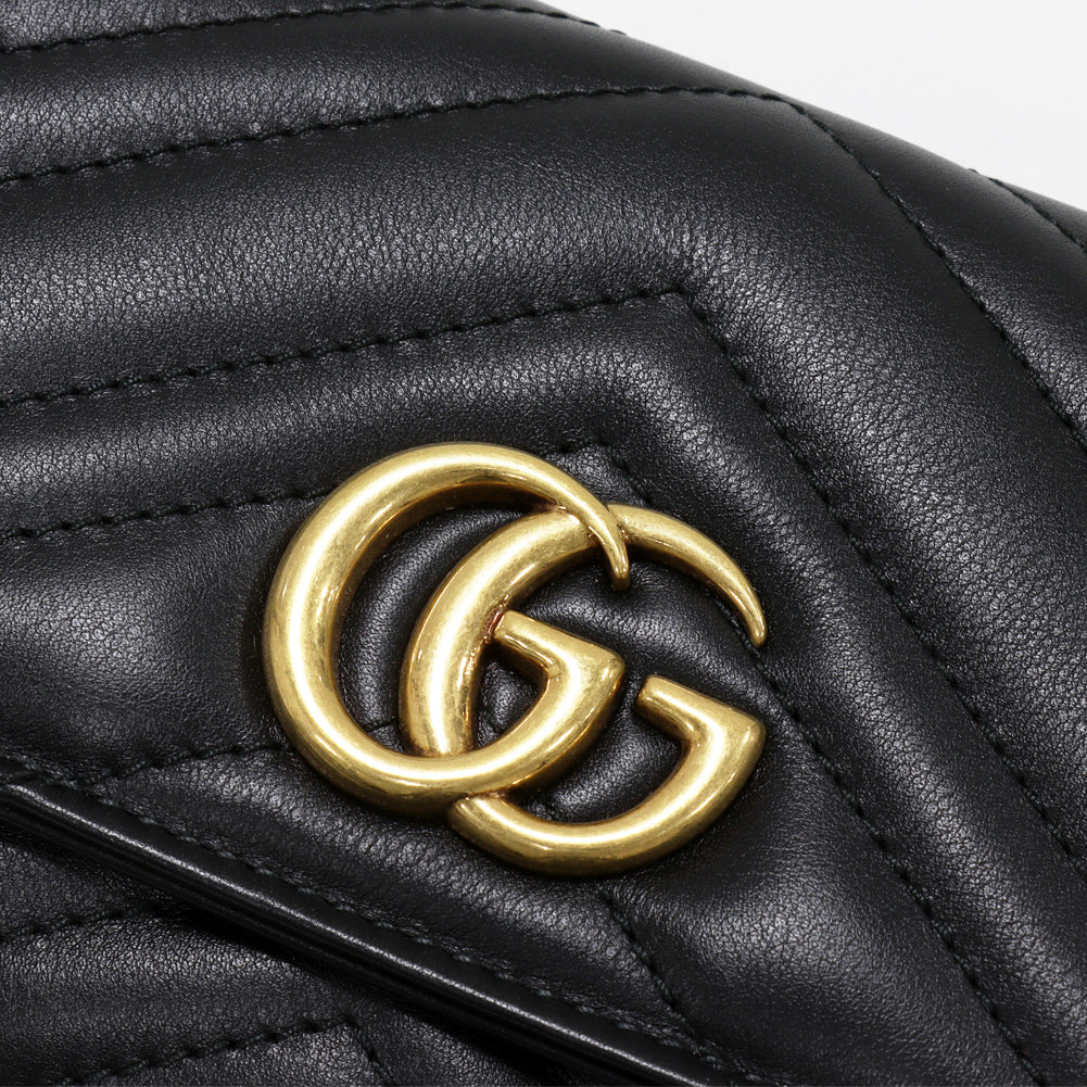 Gucci GG Marmont Continental Wallet Black Calfskin in Pristine Condition