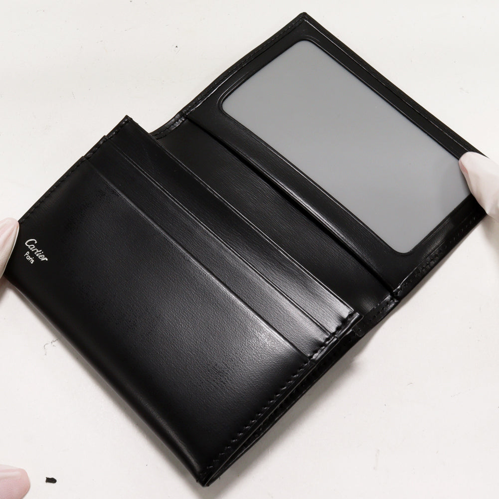 Cartier Bifold Card Case with Pass Case, Black, L3000132 in Great Condition