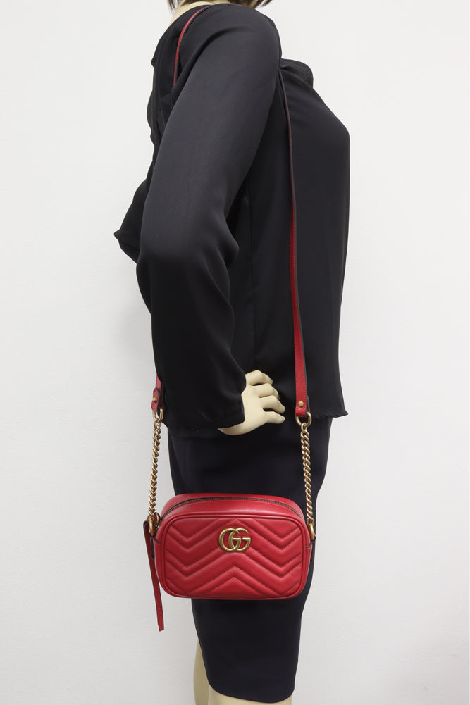 Gucci GG Marmont Quilted Mini Shoulder Bag Calf Leather