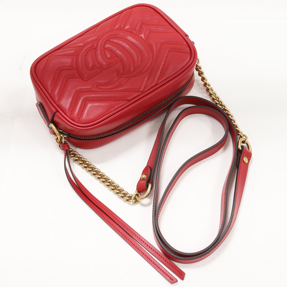 Gucci GG Marmont Quilted Mini Shoulder Bag Calf Leather