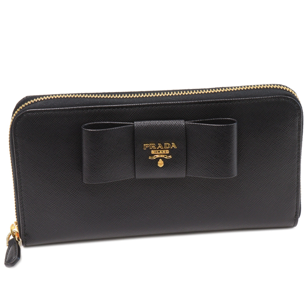 Prada Saffiano Calf Round Zip Long Wallet 1M0506