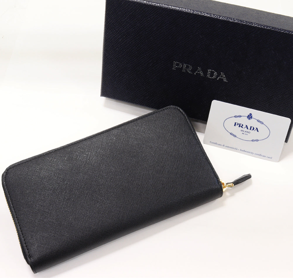 Prada Saffiano Calf Round Zip Long Wallet 1M0506