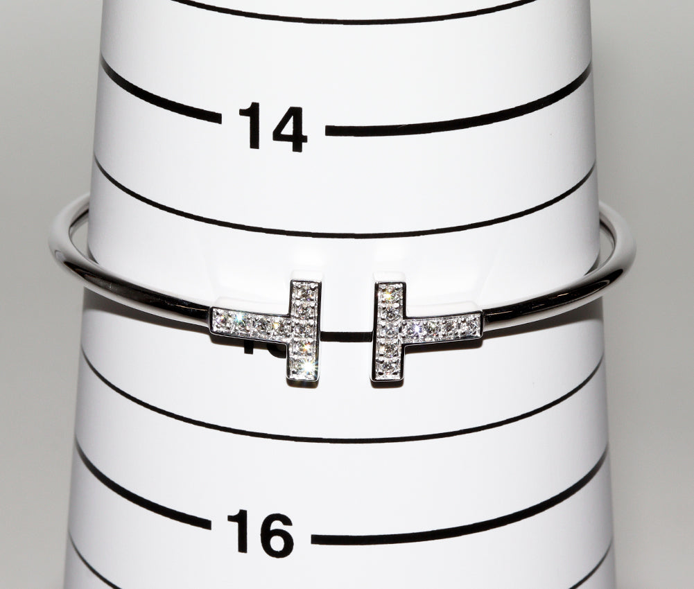 Tiffany & Co K18WG Diamond T Wire Bracelet