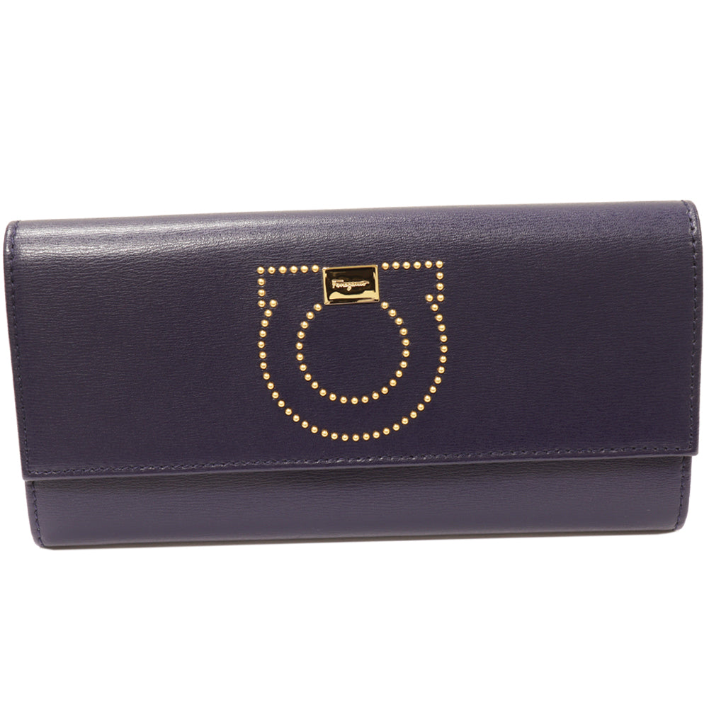 Salvatore Ferragamo Gancini Zip Wallet Navy x Pink 22C991