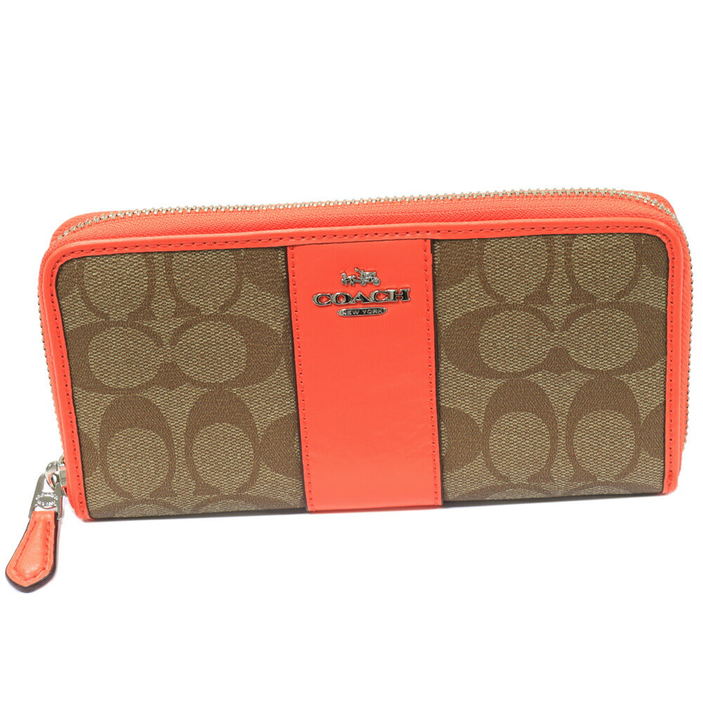 Coach Signature Accordion Zip Wallet Orange in Pristine Condition