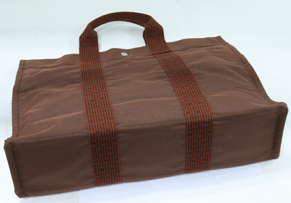 Hermes Canvas Herline Tote Bag Brown