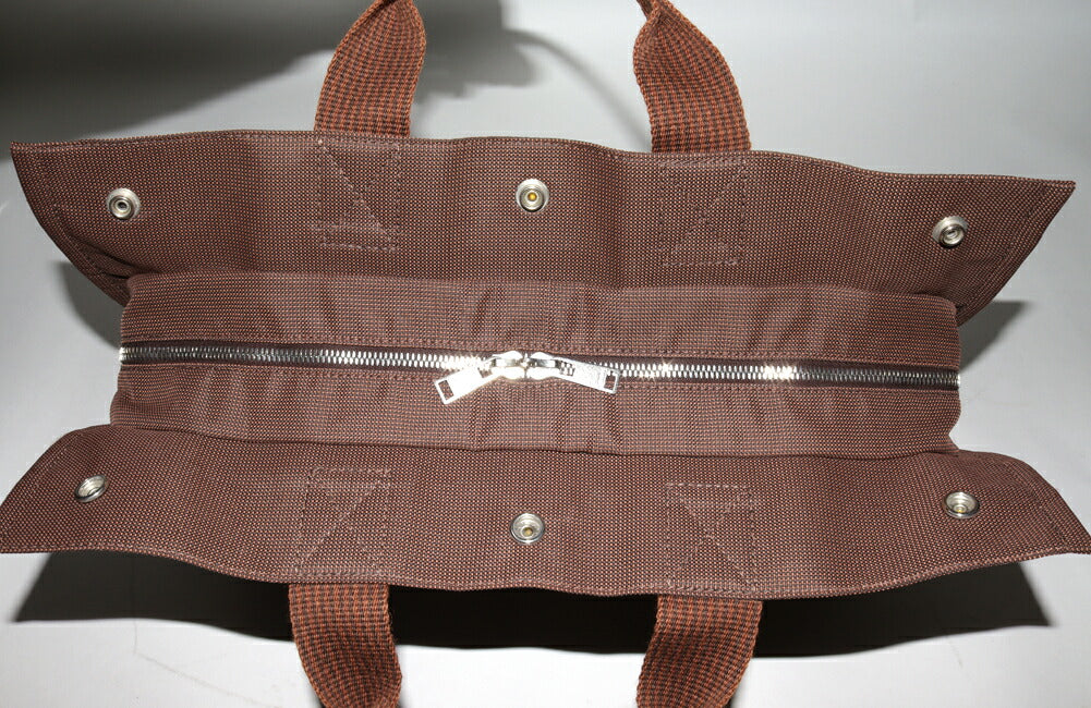 Hermes Canvas Herline Tote Bag Brown