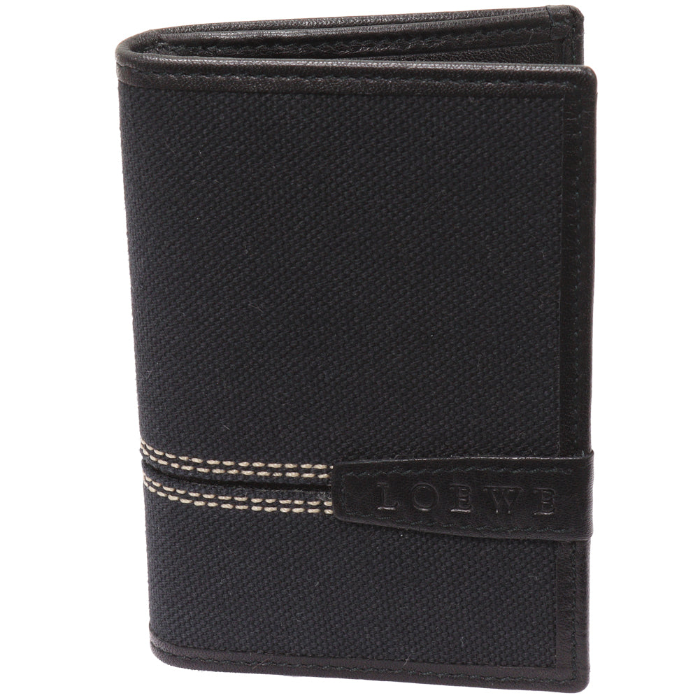 Loewe Bifold Card Case Canvas Calf Leather Black in Pristine Condition