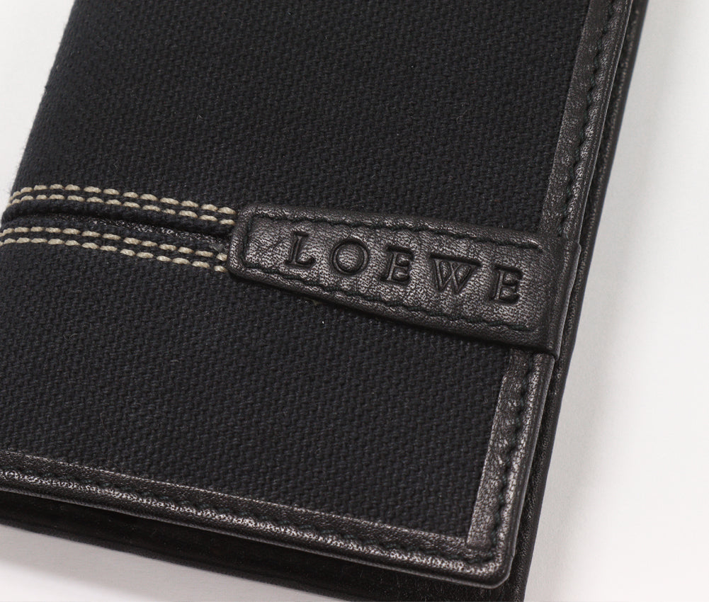 Loewe Bifold Card Case Canvas Calf Leather Black in Pristine Condition