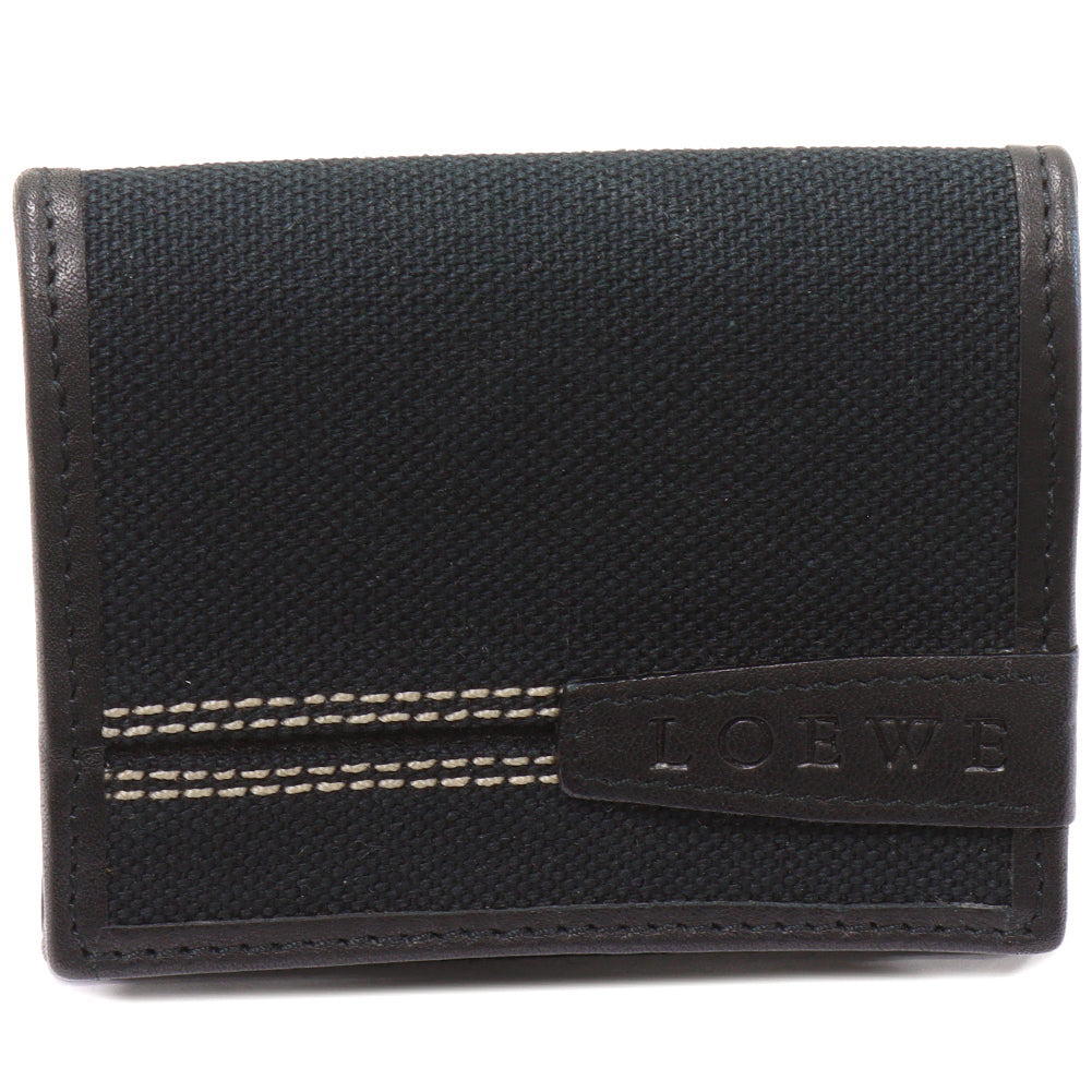 Loewe Coin Case Canvas Calf Black 060403 in Pristine Condition