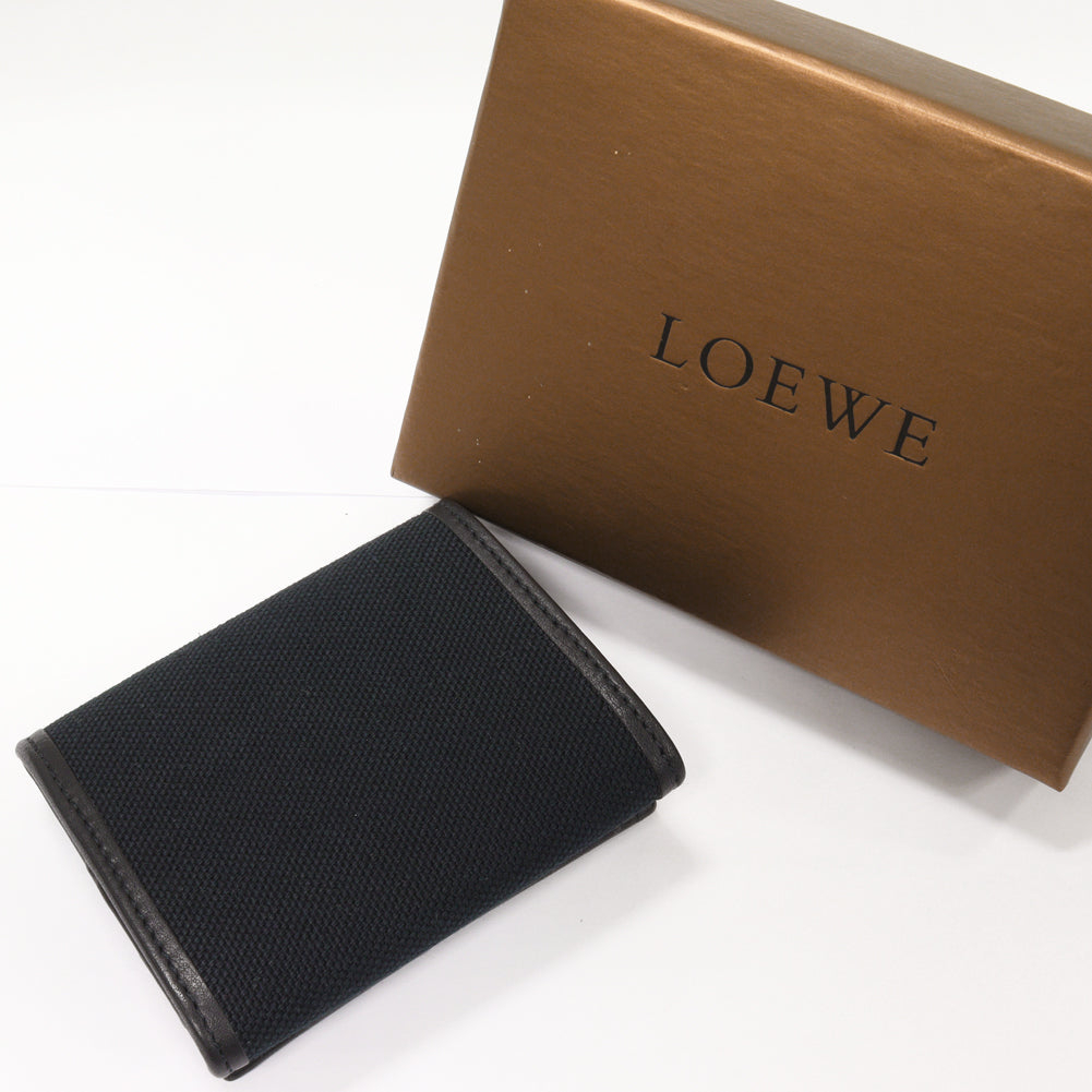 Loewe Coin Case Canvas Calf Black 060403 in Pristine Condition