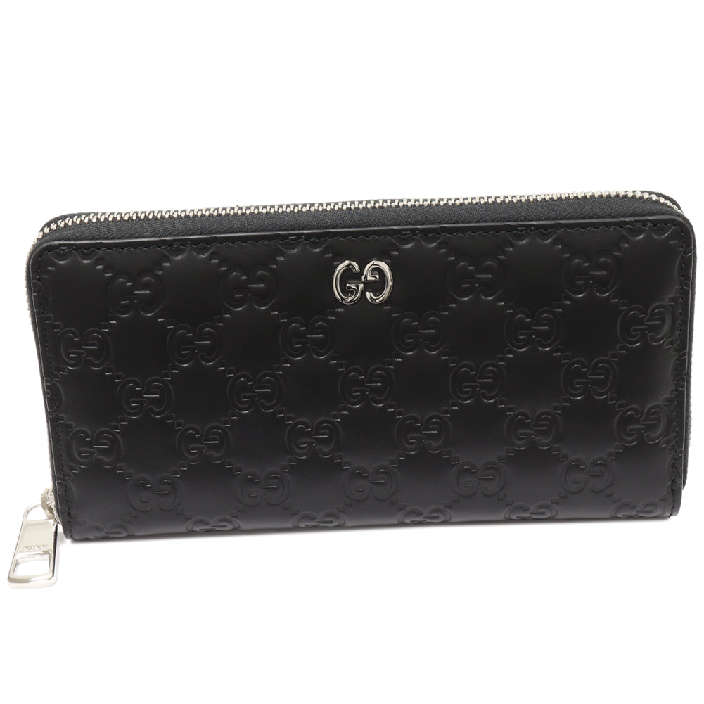 Gucci Black Leather Zip-Around Long Wallet 473928 in Pristine Condition