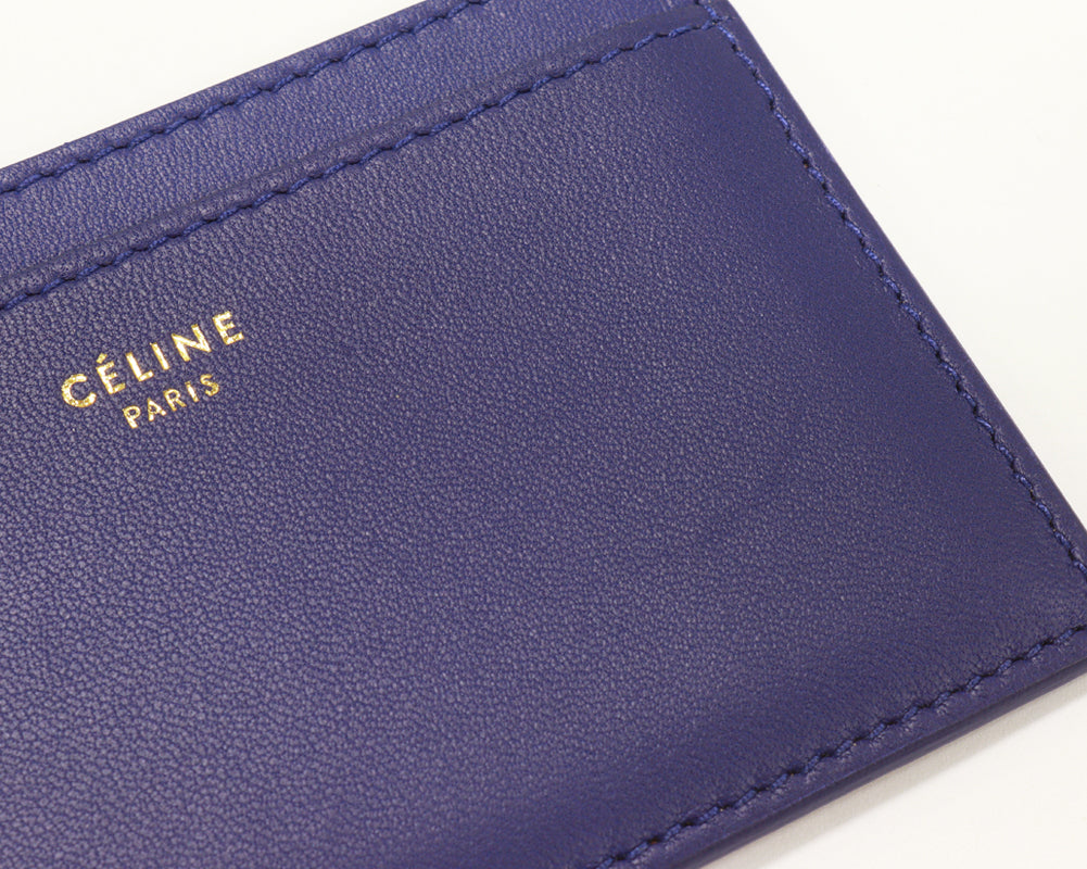 Celine Calf Card Case Indigo x Tan in Pristine Condition